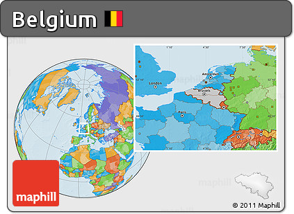 Gray Location Map of Belgium, political outside