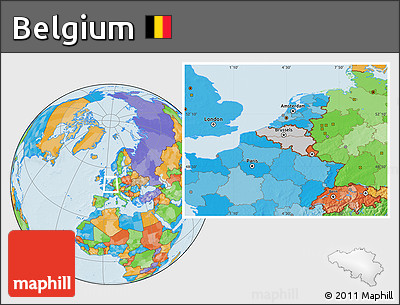Gray Location Map of Belgium, political outside