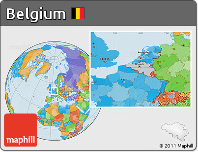 Gray Location Map of Belgium, political outside