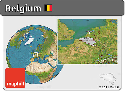 Gray Location Map of Belgium, satellite outside