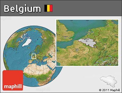 Gray Location Map of Belgium, satellite outside