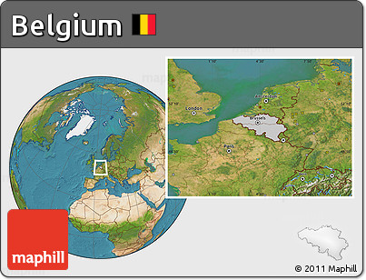 Gray Location Map of Belgium, satellite outside