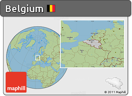Gray Location Map of Belgium, savanna style outside