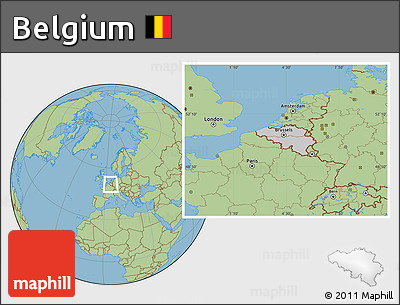 Gray Location Map of Belgium, savanna style outside