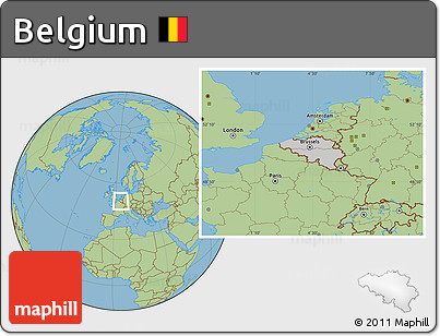 Gray Location Map of Belgium, savanna style outside