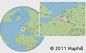Gray Location Map of Belgium, savanna style outside