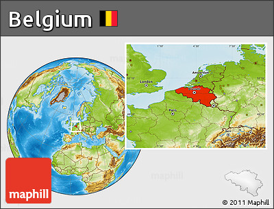 Physical Location Map of Belgium