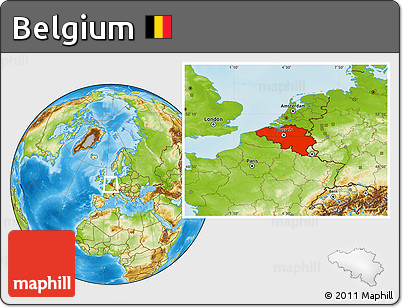 Physical Location Map of Belgium