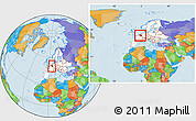 Political Location Map of Belgium, highlighted continent, within the entire continent