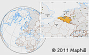 Political Location Map of Belgium, lighten, desaturated