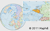 Political Location Map of Belgium, lighten, land only