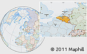 Political Location Map of Belgium, lighten, semi-desaturated