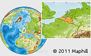 Political Location Map of Belgium, physical outside