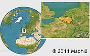 Political Location Map of Belgium, satellite outside