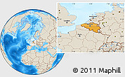 Political Location Map of Belgium, shaded relief outside