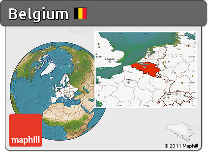 Satellite Location Map of Belgium, highlighted continent