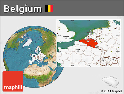 Satellite Location Map of Belgium, highlighted continent