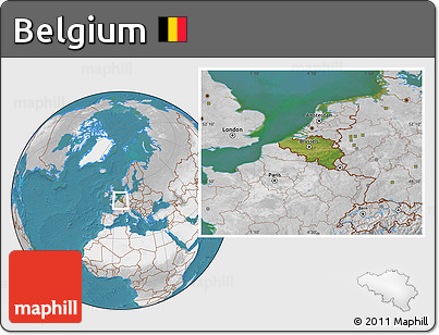 Satellite Location Map of Belgium, lighten, desaturated, land only