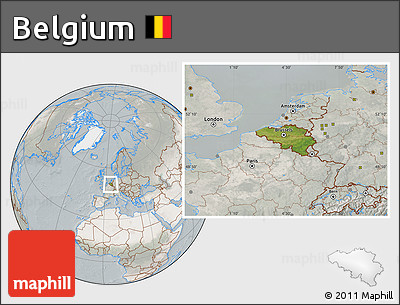 Satellite Location Map of Belgium, lighten, semi-desaturated
