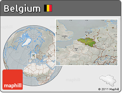 Satellite Location Map of Belgium, lighten, semi-desaturated