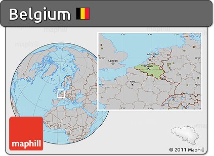 Savanna Style Location Map of Belgium, gray outside