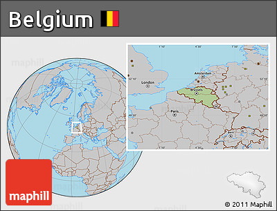 Savanna Style Location Map of Belgium, gray outside
