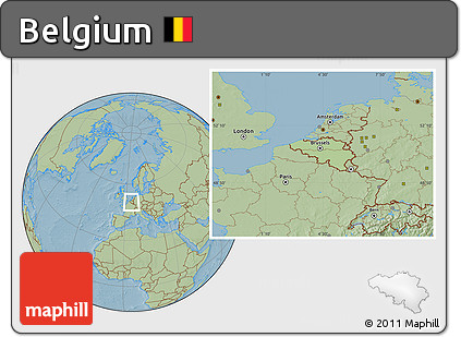Savanna Style Location Map of Belgium, hill shading outside