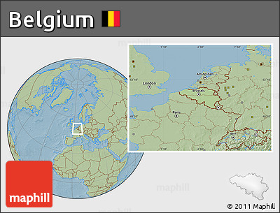 Savanna Style Location Map of Belgium, hill shading outside