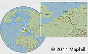 Savanna Style Location Map of Belgium, hill shading outside