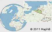 Savanna Style Location Map of Belgium, lighten, land only