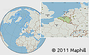 Savanna Style Location Map of Belgium, lighten, semi-desaturated, land only