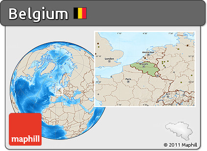 Savanna Style Location Map of Belgium, shaded relief outside