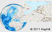 Shaded Relief Location Map of Belgium, lighten, land only