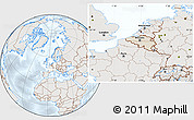 Shaded Relief Location Map of Belgium, lighten, semi-desaturated