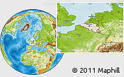Shaded Relief Location Map of Belgium, physical outside