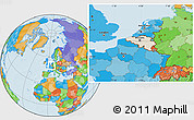 Shaded Relief Location Map of Belgium, political outside