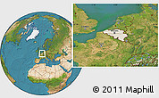 Shaded Relief Location Map of Belgium, satellite outside