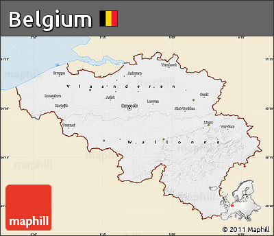 Classic Style Map of Belgium, single color outside