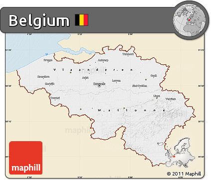 Classic Style Map of Belgium, single color outside