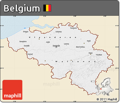 Classic Style Map of Belgium, single color outside