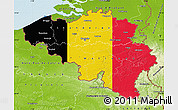 Flag Map of Belgium, physical outside