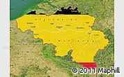 Flag Map of Belgium, satellite outside, flag aligned to the middle