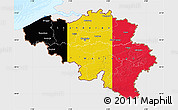 Flag Map of Belgium, single color outside, bathymetry sea, flag centered