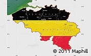 Flag Map of Belgium, single color outside, satellite sea, flag rotated