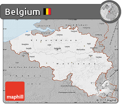 Gray Map of Belgium