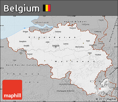 Gray Map of Belgium