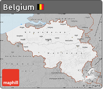 Gray Map of Belgium