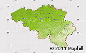 Physical Map of Belgium, cropped outside