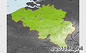 Physical Map of Belgium, darken, desaturated, land only