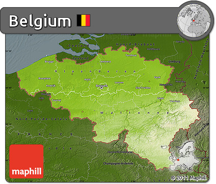 Physical Map of Belgium, darken